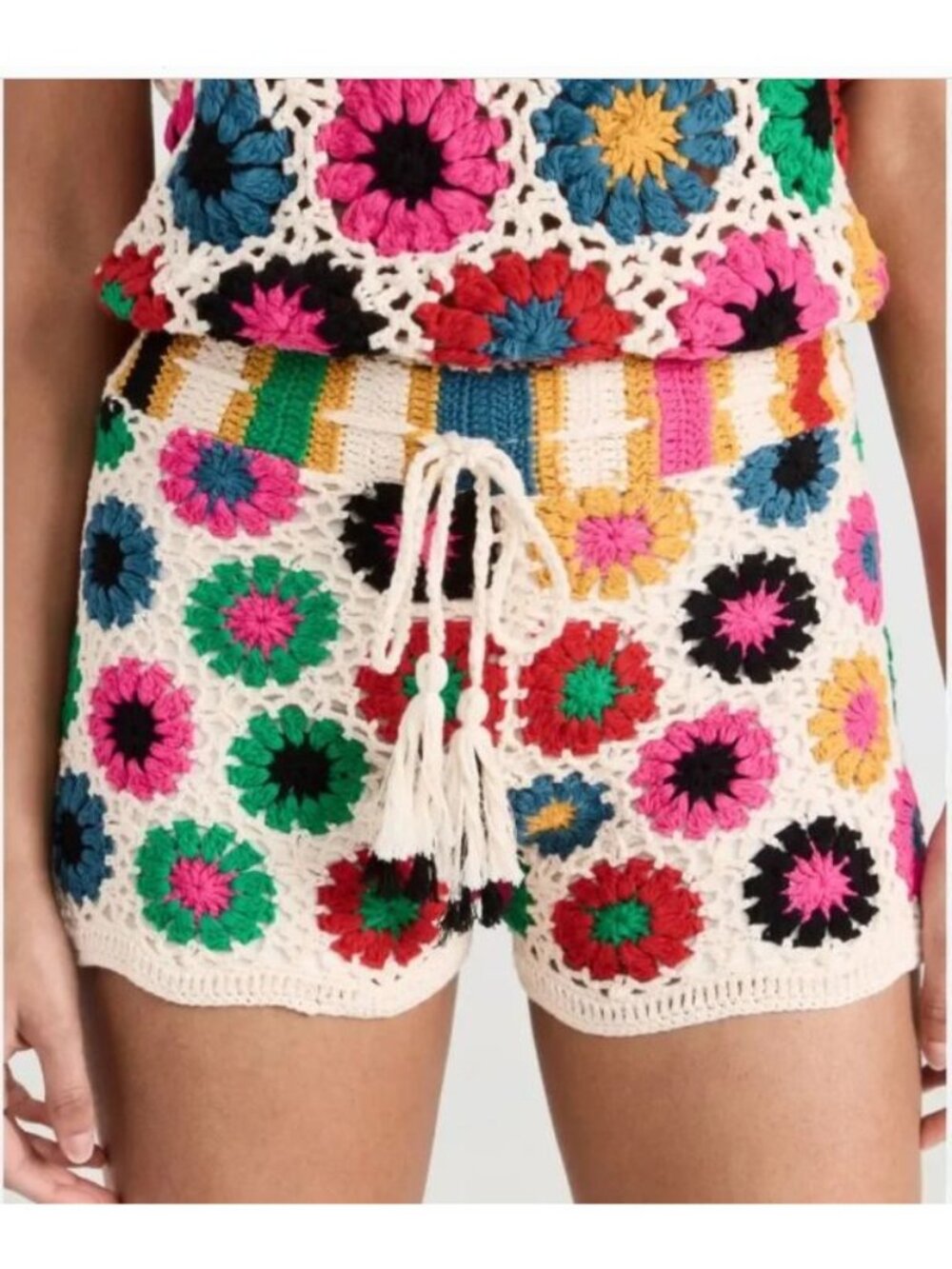 Farm Rio Women Multi Circles Crochet Lined Shorts Large - Picture 3 of 11